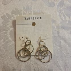 Van Huesen New On Card Gold Tone, Textured Multi-circle Drop Earrings