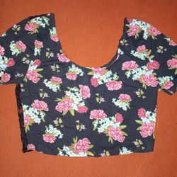 Floral Crop Top Short Sleeve