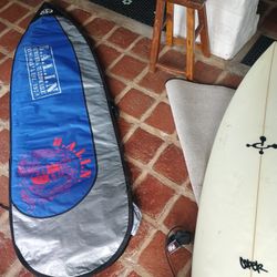 6’4” Chemistry Coper Quadfin w/ board bag
