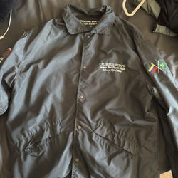 thrifted grey button down windbreaker