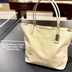 Genuine Coach Cream Saffiano Tote