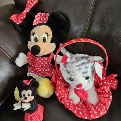 NEW MINNIE MOUSES; KITTY In  BASKET. BOW