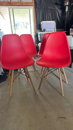 Red dining chairs (4)