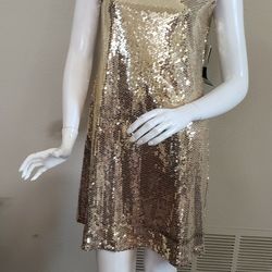 Golden Sequin Womens Cocktail Dress 