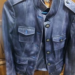 Tory Burch Blue Leather Jacket 