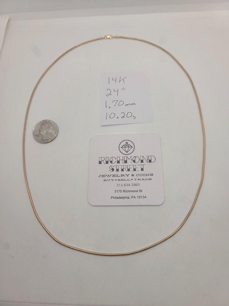 14k Gold 24" Snake Chain