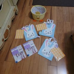 Easter Basket, Gift Bags. Flags And Egg Pick