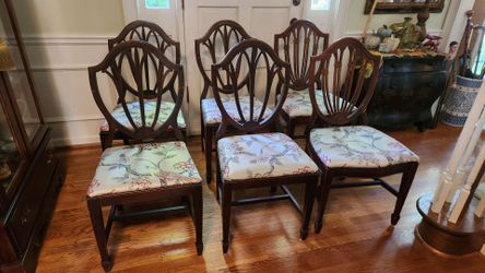 6 Antique Carved Mahogany Chairs