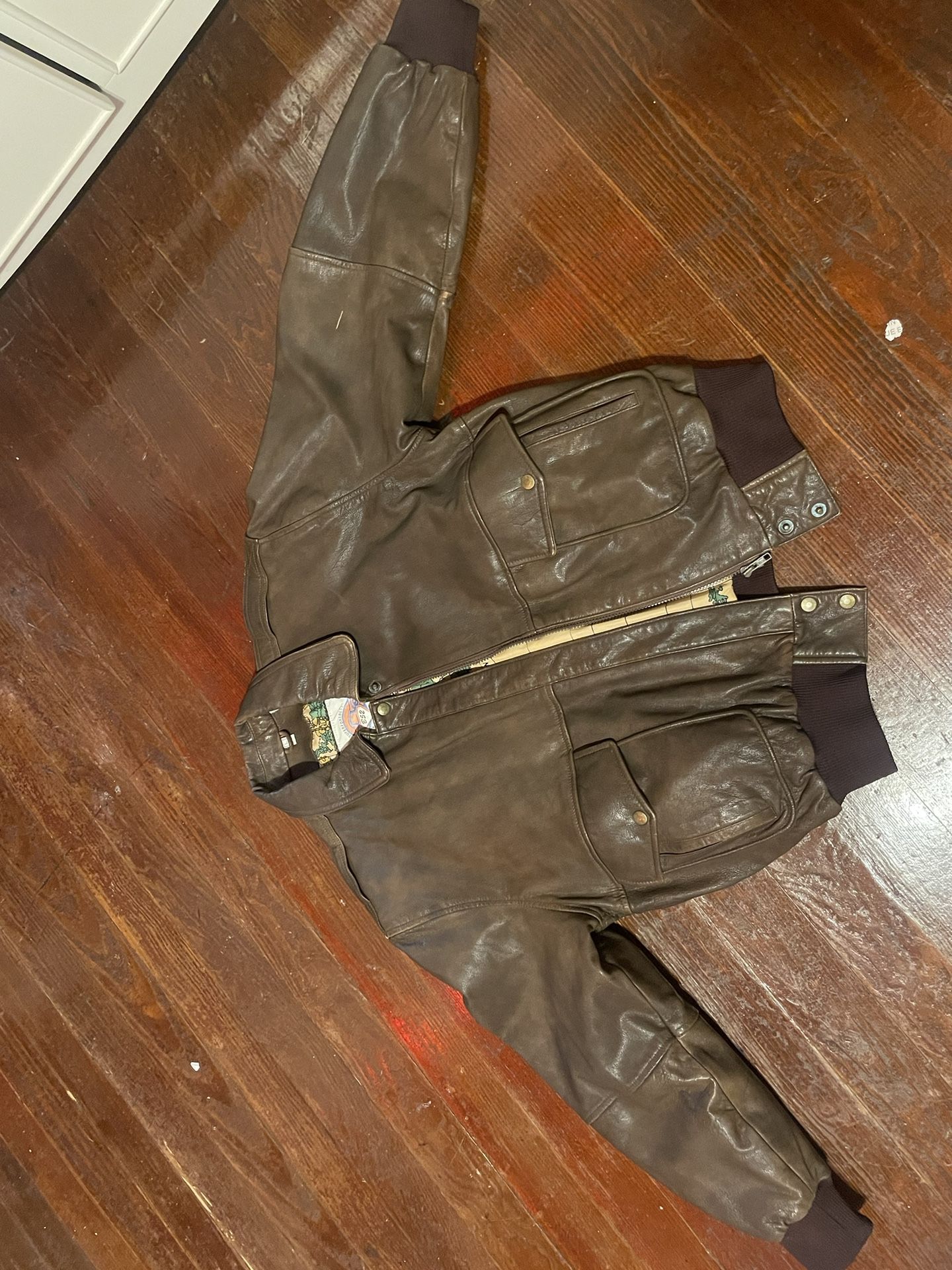 VINTAGE LEATHER MAP JACKET