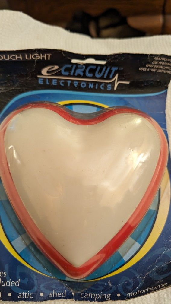 Heart Shaped Touch Light For Closet, Attic, Shed, Camping, RV Motorhome. Batteries Not Included 4-AA