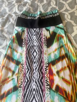 Small Tribal Print Maxi Skirt with Black Waistband