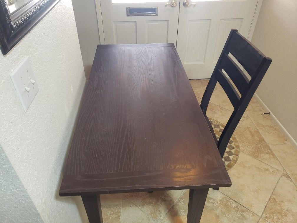 Solid Oak Table And Chair Or Desk