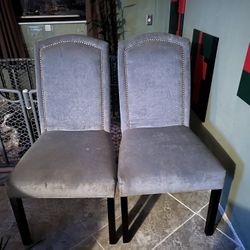 Set of 2 Gray Upholstered Chairs