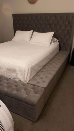 Greyish Queen Bed Frame