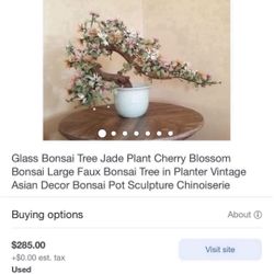 Jade Tree Glass Bonsai approximately 19 inches tall and 2 feet wide