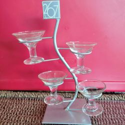 267 Brand 4 Minnie Martini Glasses With Silver Metal Stand