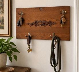 Vintage Solid Wood Catch All Key/Leash Holder