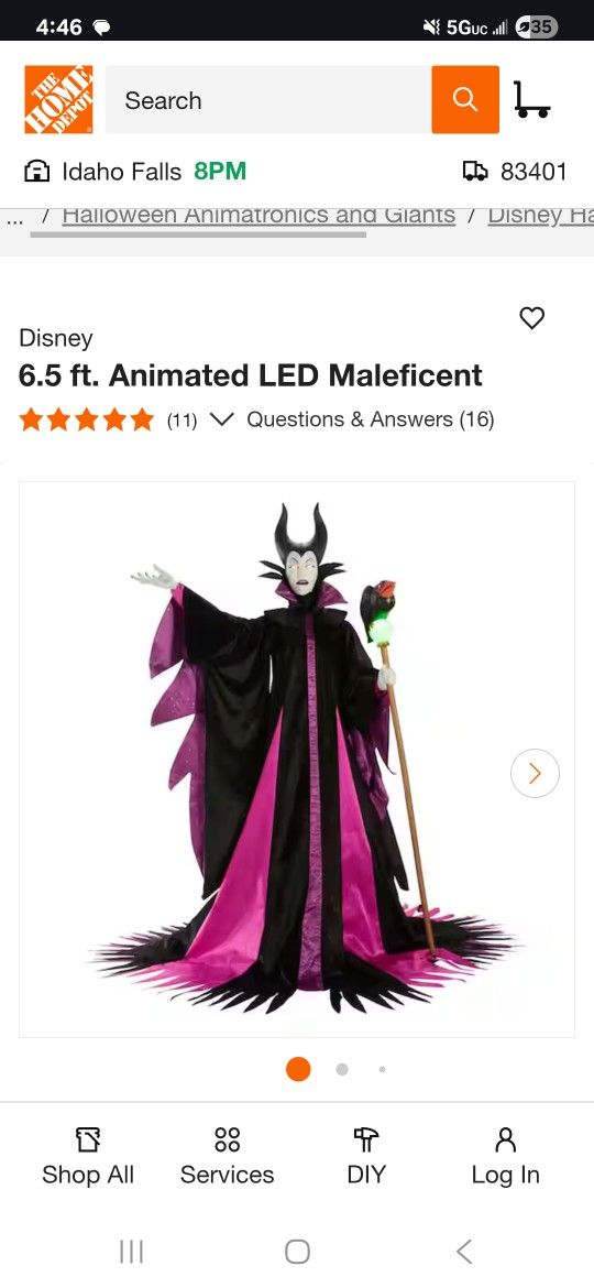 Malificent 6.5' Animated LED Halloween Decor