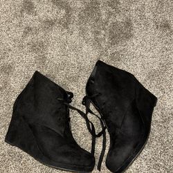 Black Wedge Bootie 