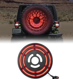 Double Ring Spare Tire Brake Light, Plug and Play LED 3rd Third Brake Lights, Rear Tail Wheel Lights Compatible with 2007-2018 Jeep Wrangler JK JKU