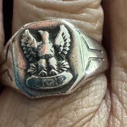 VINTAGE STERLING SILVER F.O.E. FRATERNAL ORDER OF EAGLES RING   SIZE 9 