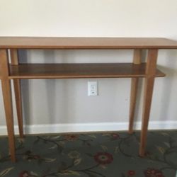 Teak Console Table With Floating Lower Shelf