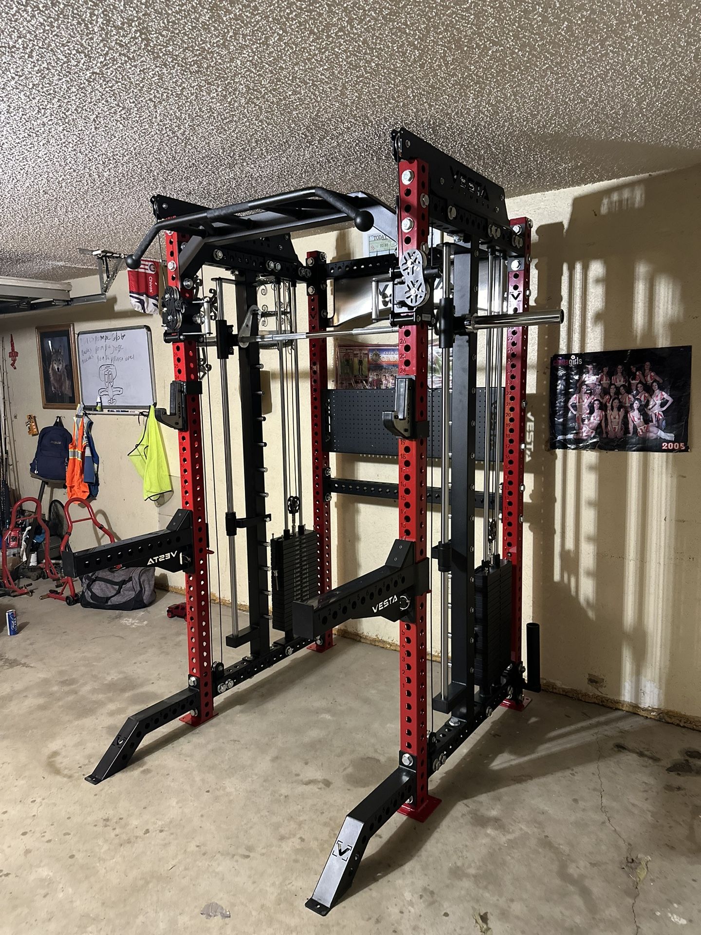 PRO SERIES Ultimate 3-1 Half Rack Functional Trainer w/Smith Machine Bar | 400lb Stack | Gym Equipment | Fitness | Commercial | Squat Rack