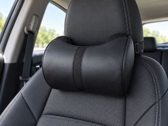Car Neck Support Pillow – Black Leather Headrest Cushion