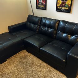 Black Fake Leather Couch