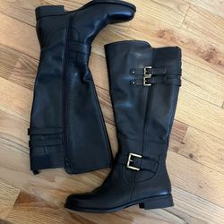 Size 8 Black Leather Knee High Boots