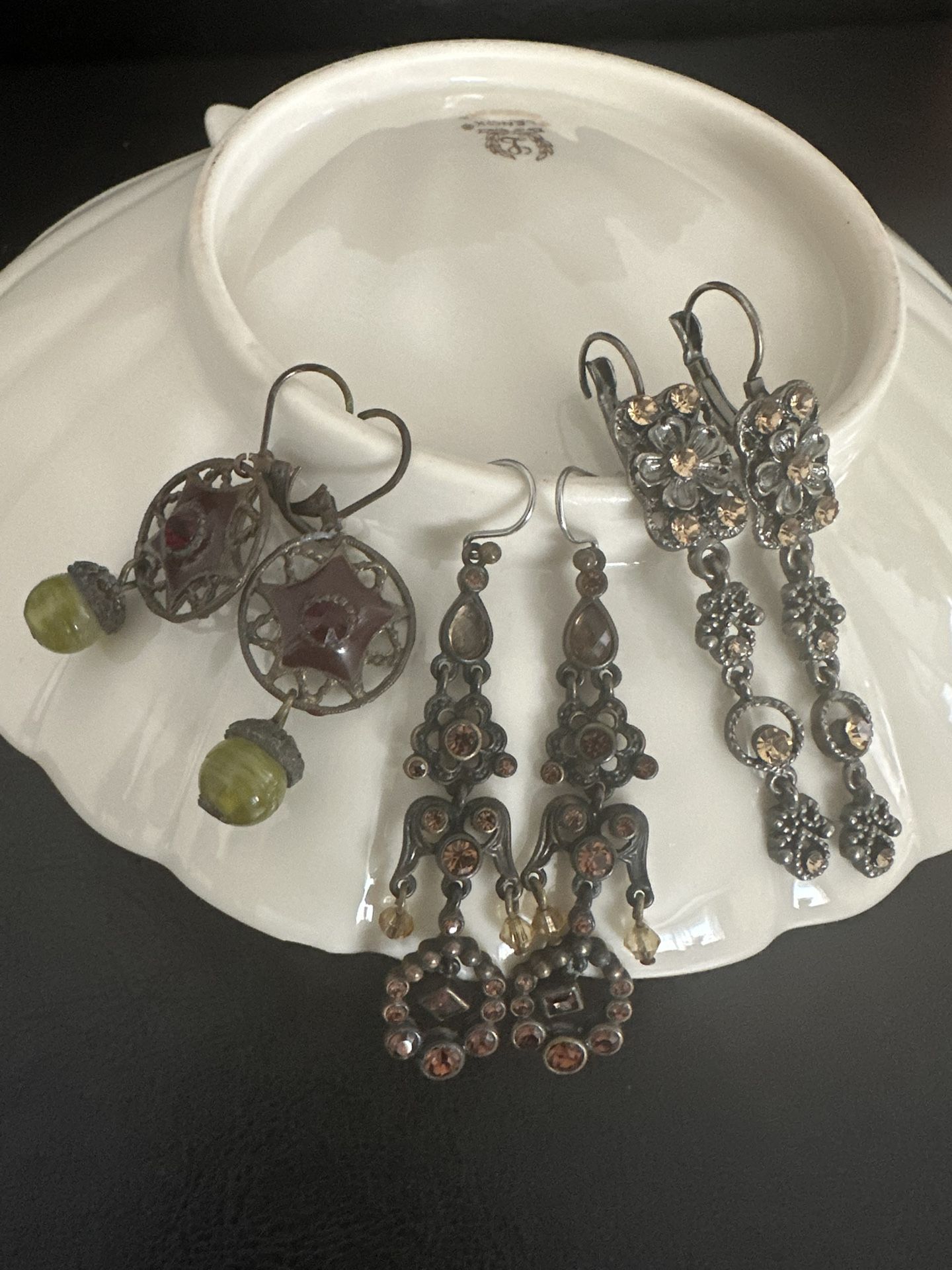 Fashion Boutique Rhinestone Dangle Earrings Lot of 3 Pairs Preowned.