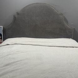 Grey Queen Upholstered bed frame 