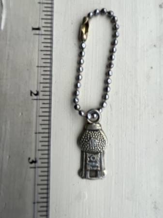Vintage Bronze / Brass 1 Cent Bubble Gum Machine Charm w/ Chain