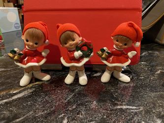 3 Christmas singing girls Vintage Napcoware Japanese