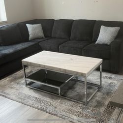 Sectional L-Shaped With Marble Table 