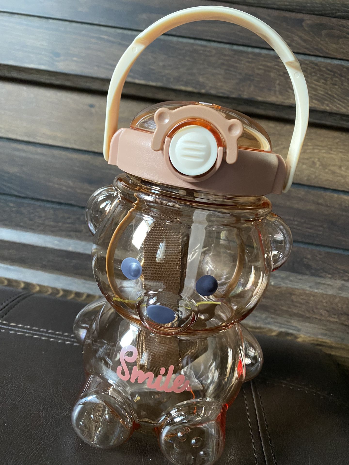 1pc 34oz/1000ml Cute Bear Handheld Water Cup for Kids - Large Capacity Plastic Kettle with Straw for Milk, Tea, and More