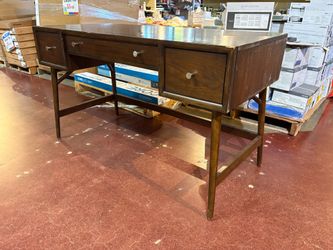 MCM Style Brown 3-Drawer Counter Height Writing Desk