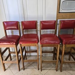 4 Solid Oak Bar Stools Mancave