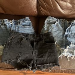 Set of 3 Distressed Denim Shorts Women