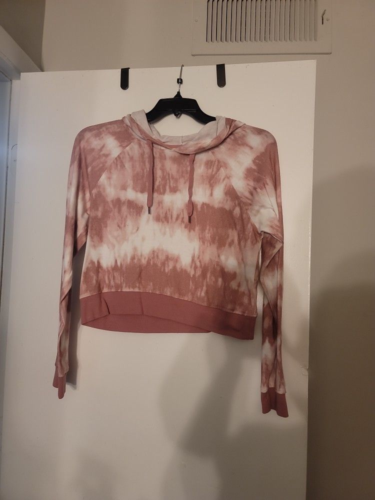 Pink Tie Dye Cropped Hoodie