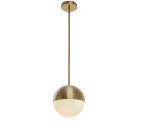 40-Watt Modern1-Light Gold Globe Pendant Light Adjustable Ceiling Light with White Glass Shade