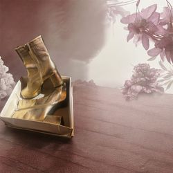 Tan And Gold Leather Boots