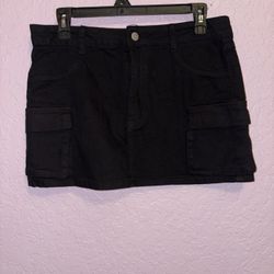 Black Cargo Mini Skirt