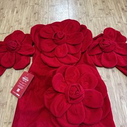 NWT Fashion Nova Bianca Floral Appliqué Velvet Mini Dress – Red – Size Small