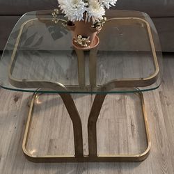 Mcm Gold Glass Side Table Coffee Table End Table