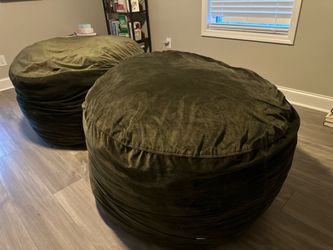 - Symple Stuff Shredded Memory Foam Filled Round Furniture Bean Bag Loungers (2), Olive