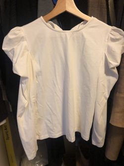 Uterque Europe Design White Shirt Bubble Sleeves Size S