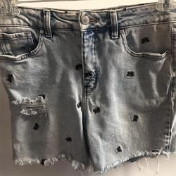 Material Girl Light Blue Denim Shorts with Butterflies Size 9
