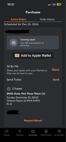 2 tickets for 70 MM Dune Part 3 in Ontario, California