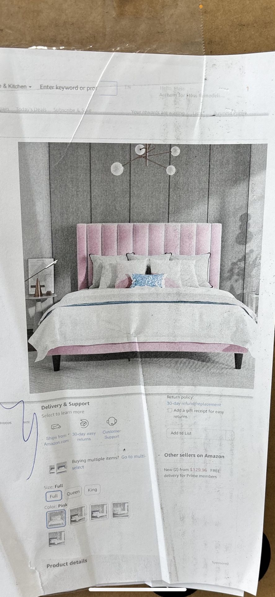 Pink Full Size bed Frame